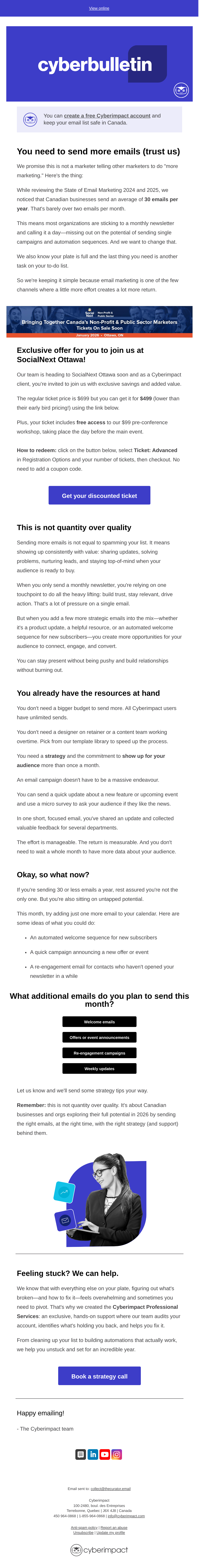 You're probably not sending enough emails - email email from Cyberimpact Team