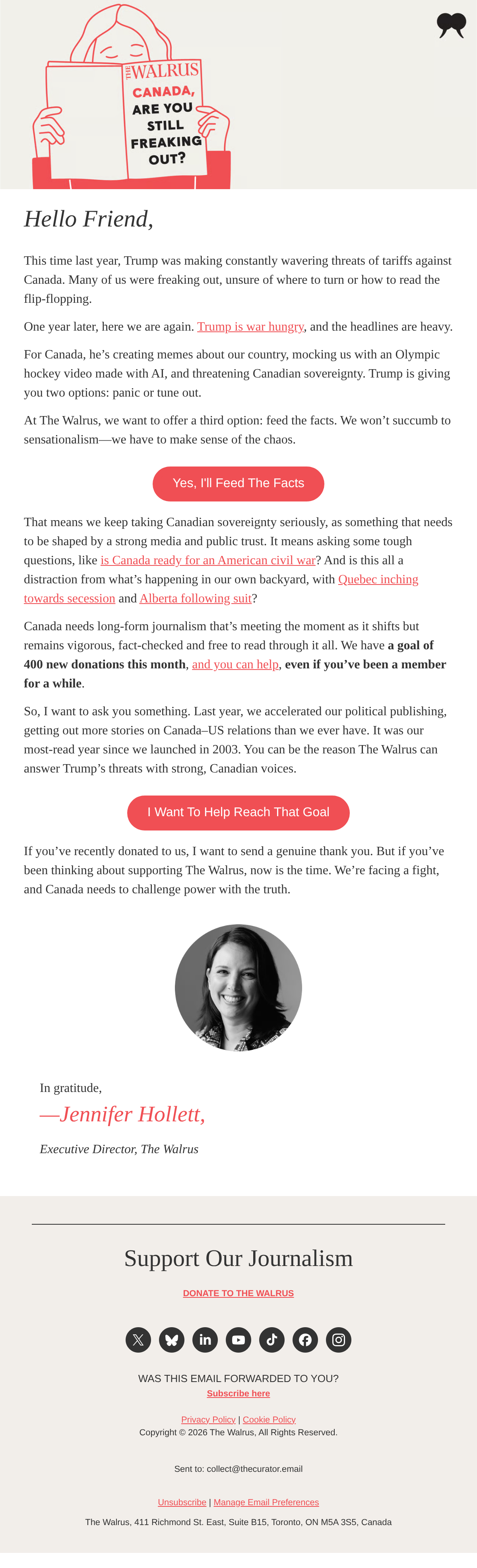 Canada, are you freaking out? - email email from The Walrus