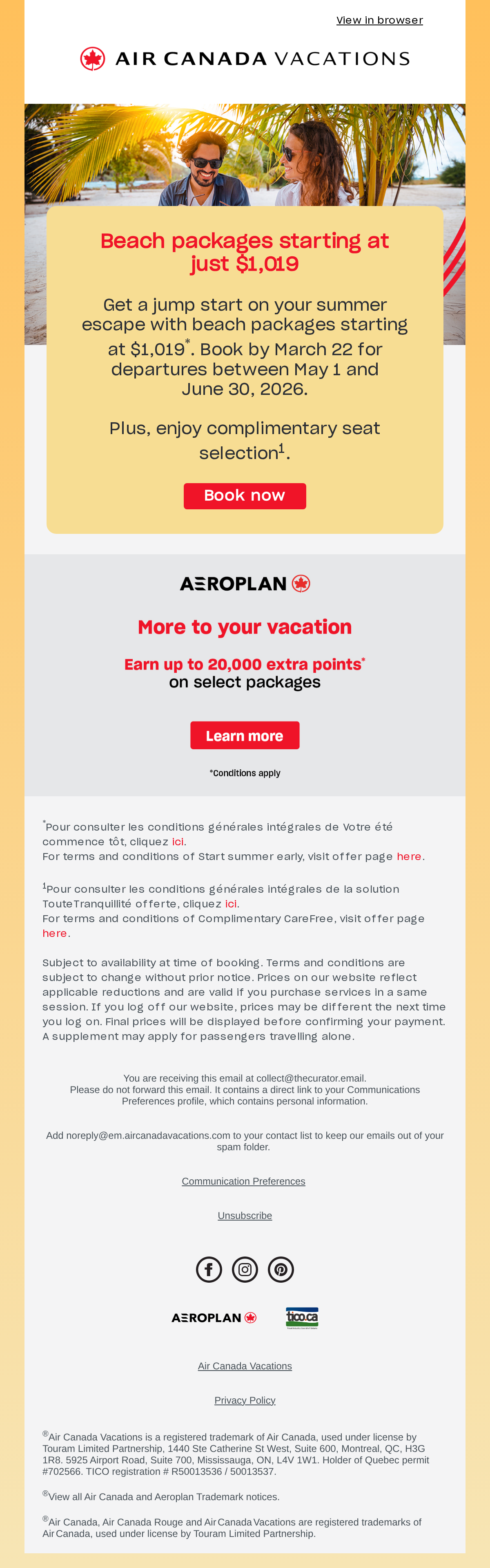 Get to the beach from $1,019 🏖️😎 - email email from Air Canada Vacations