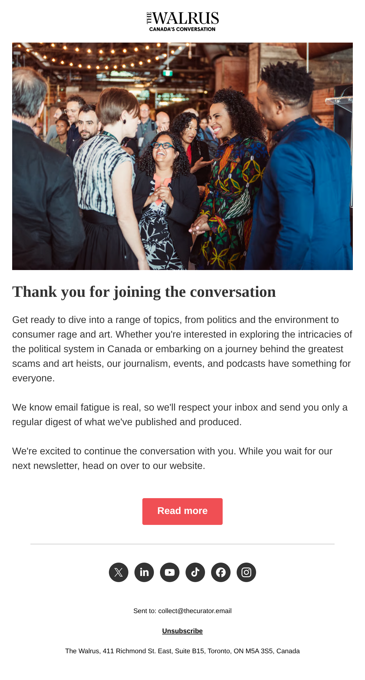 Welcome to The Walrus - email email from The Walrus